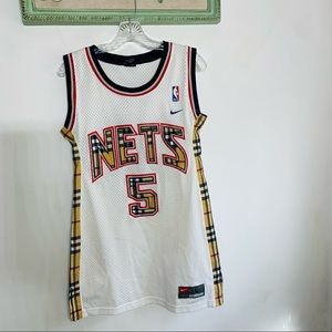 Nike White Basketball Jersey Dress with Yellow Plaid Accents